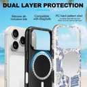 Magnetic for iPhone 17 Pro Case Cute Toile Bookish Flower Phone Case, Blue Cottagecore Floral Shockproof Slim TPU and Hard PC Protective Phone Cover Compatible with MagSafe Gift for Book Lover