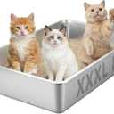 Homegroove XXXL Stainless Steel Litter Box, 28"x20"x8" Large for Big Cats