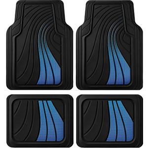 Road Comforts Car Floor Mats Full Set Front & Rear Car Floor Mats with Aluminum Design, Anti-Slip Backing, All-Weather Protection, Trim-to-Fit Car Mats for Most Sedans, SUVs & Vans - - Blue