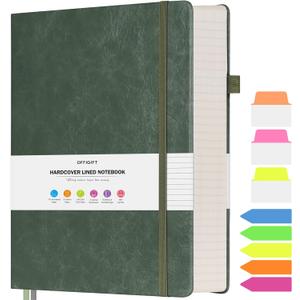 College Ruled Notebook, Large A4 Hardcover Leather Journal, 312 Numbered Pages Writing Journal, 100gsm No Bleed Paper, Lined Journal Notebook for Women Men School Office, 8.5''11'', Green