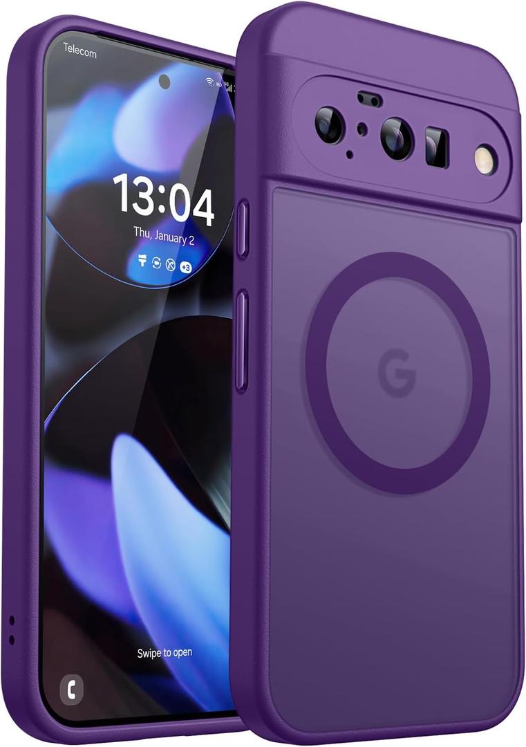 CANSHN Magnetic for Google Pixel 10 Case(6.3 Inch), Upgraded [Full Camera Protection] [Compatible with Magsafe] [Translucent Matte] Shockproof Protective Phone Cover, Deep Purple