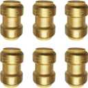 HQMPC 1" Pex Fitting Straight Coupling Push Fit PEX Fittings, Push-to-Connect Copper, CPVC, No Pb Brass Plumbing Fittings (6, 1 Inch(1"))