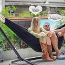 GOCAN Double Hammock 2 Person Extra Large 330X150cm Load Capacity 600Pound Canvas Cotton Hammock for Patio Porch Garden Backyard Lounging Outdoor and Indoor XXL(Black)