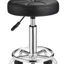 Swivel Stools with Wheels Height Adjustable Rolling Spa Stool Backrest Black