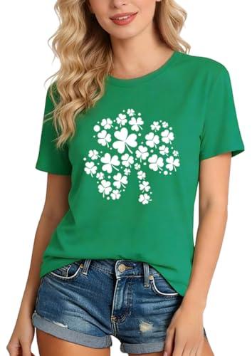 GONOSEED St Patricks Day Shirt Women St Patricks Day Outfits for Women Shamrock Earrings Accessories Saint Patricks Day Shirt - M