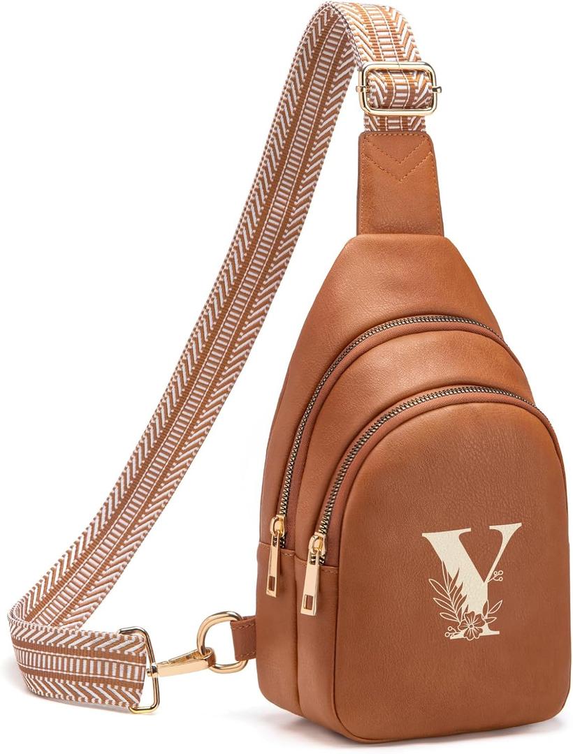 Viverte Crossbody Bags for Women Initial Sling Bag Cross Body Fanny Packs Personalized Gifts for Mom Women Wife (Brown-Y)
