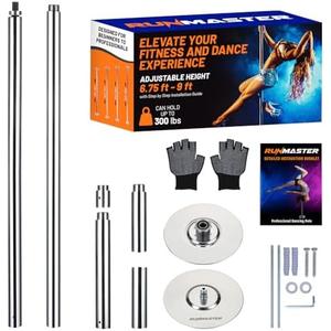 Amazon.com : Runmaster Premium Spinning and Static Dance Pole Kit - Portable 45mm Exercise Pole for Club, Party, Home Use - Easy Assembly, Sturdy Steel Construction with Silicone Rubber Protection - Silver : Sports & Outdoors
