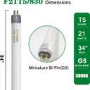 Konideke F21T5/830 21 Watt 34 Inches T5 Fluorescent Light Bulb, 3000K Warm White, 2100 Lumens, 20000 Hour Lifespan, Mini Bi-Pin Base, 6 Pack