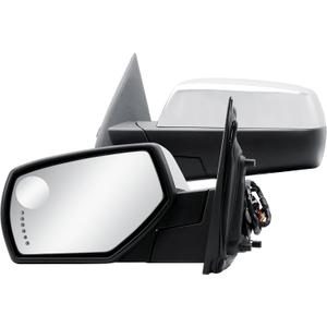 Driver Left Side Door Mirror Power and Heated Glass with Turn Signal Arrow with Menory and Chrome Back Cover Power Folding for 2014-2019 Chevrolet Silverado GMC Sierra 1500 2500 3500, Standard