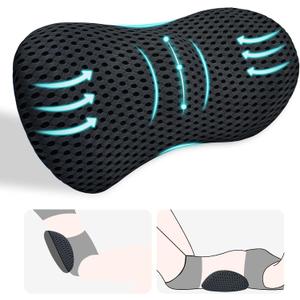 kasney Lumbar Support Pillow, Back Pillow for Low Back Pain Relief, Ergonomic Streamline Car Seat, Office Chair, Recliner and Bed (Black), Large