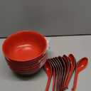 Lyellfe Set of 10 Miso Soup Bowl with Spoon, Restaurant Quality Melamine Cereal Rice Bowl, 16 Oz Unbreakable Japanese Dinnerware for Ramen, Udon Noodle, Dishwasher Safe