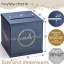 Blue & Gold Card Box, Large 10 Navy Gift Card Box for Party, Graduation, Wedding Reception, Bridal & Baby Shower, Sweet 16, Funeral, Birthday, Quinceanera, Retirement, Envelope Holder, Money Basket