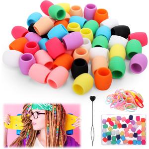 Vodolo Silicone Hair Beads for Kids Girls,Silicone Beads for Hair Braids,Large