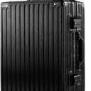 UrbanExporer 24 Inch Check In Hardside Zipperless Luggage with TSA Locks – Aluminum Frame Suitcase with Spinner Wheels, Cup Holder, Lightweight Travel Luggage for Business & Leisure Trips, Black
