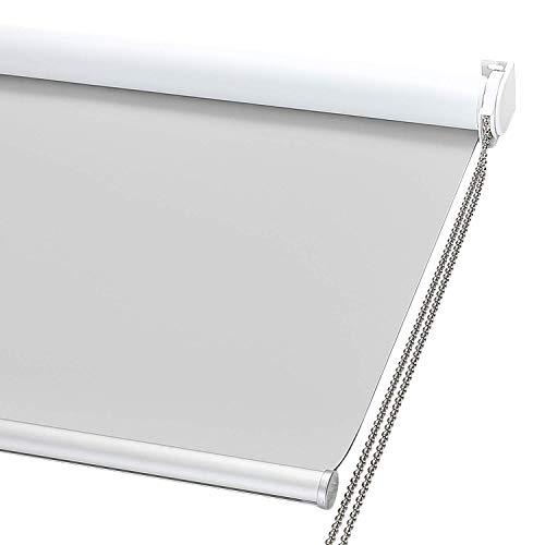 ChrisDowa 100% Blackout Roller Shade, Window Blind with Thermal Insulated, UV Protection Fabric. Total Blackout Roller Blind for Office and Home. Easy to Install.Lightgrey,33" W x 72" H