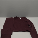 SUUKSESS Women 2 Piece Workout Sets Hidden Scrunch Hip Lifting Seamless Leggings Long Sleeve Yoga Crop Tops Size L, Espresso