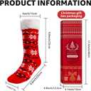 3 Pairs Christmas Fuzzy Warm Slipper Socks for Women,Soft Sherpa Fleece Lining Socks with Grippers Non Slip,One Size (Multicolor)