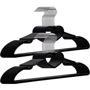 Plastic Hangers 20 Pack, Black Slim Hangers Clothes Hangers Ultra Thin Space Saving- Cute Hangers with 360 Degree Swivel Hook-Strong Adult Hangers for Dress,Shirts, Coat