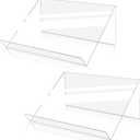 Kamehame Book Stands for Display, 2 Pack Slightly Elevated Clear Acrylic Book Display Stand with 1.5" Ledge, Book Easel Anti-slip Border for Handwriting Reading Art and Laptop, 12"x8.5"x5.1"