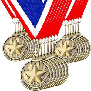 Quelay 30 Pcs 2'' Gold Medals for Awards Winner Bulk with Neck Ribbons Metal Trophy Award Prize Gift for Kids Students Adults School Graduation Participation Competitions