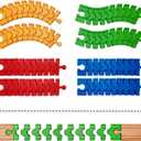 Wooden Train Track Accessories,8 Pack Colorful Flexible Track Compatible with All Major Brands Wooden Train Track,Christmas Birthday Gift for Boys Girls,Train Toys Expansion Pack for Kids Ages 3+ (8 Pcs Track Connector Set)