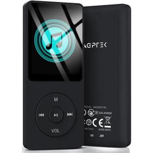 AGPTEK A02PL 64GB MP3 Player, 70 Hours Playback Lossless Sound Music Player, Supports up to 128GB(Black)
