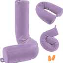 Twist Memory Foam Travel Pillow for Neck, Chin, Lumbar and Leg Support-for Travling on Airplane, Train, Bus or at Home-Adjustable, Bendable Roll Pillow with Washable Soft Cover (Purple)