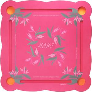 Luxury Floating Mahjong Table for Pool,31.5" EVA Foam Pool Float Board Game Tray with Cup Holders & Tile Slots, American Mahjong Summer Party Supplies (Orchid Bloom Series)(Rose Pink), 31.5 x 31.5 x 2.0 inches