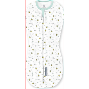 SwaddleMe by Ingenuity Compression Baby Swaddle Pod, Two-Way Zipper for Easy Diaper Changes, Improves Sleep & Calms Startle Reflex, 0-2 Months, 1.0 TOG, 2-Pack - Little Bees