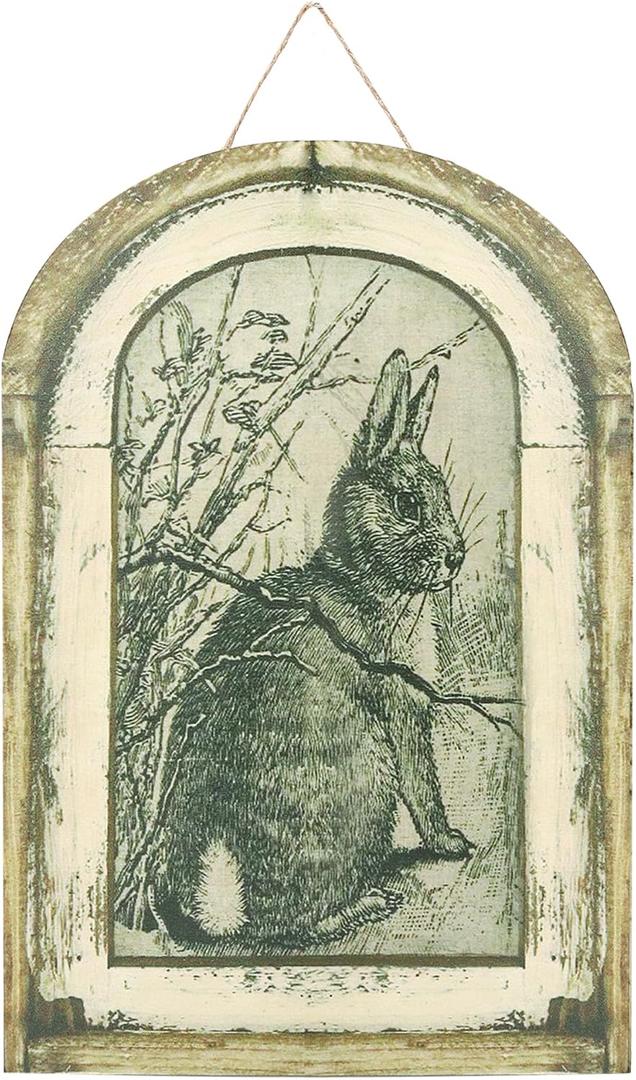 Marsrut Rustic Wooden Vintage Wall Rabbit Decor | Farmhouse Bunny Art Decorations for Living Room, Home Office, and Nursery | Easter Bunny Posters (12x8 inch, 3D with Frame, 2D-Unframed) (2D)