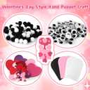 32 Pcs Valentine's Sock Puppets Making Kit Heart Hand Puppet Felt Toys for Kids Storytelling Role Play Party Supplies for Girl Boy