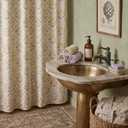 Frienda Vintage Floral Linen Blend Shower Curtain 72x72 Inches Mustard Yellow Rustic Farmhouse Bathroom Curtain with 12 Plastic Hooks Retro Botanical Print Bath Curtains for Bathroom