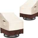 Patio Chair Covers 2 Pack, 33W x 35D x 38.5H inches, 600D Heavy Duty Waterproof Outdoor Furniture Cover, Patio Furniture Covers for Lawn/Garden Chiars, Beige & Brown