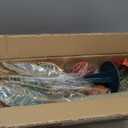 35inch Artificial Croton Plant with Ground Spike, 2 Pack Artificial Plants Outdoors Front Porch, Lifelike Faux Fiddle Leaf Fig Tree for Home Garden Yard Decor