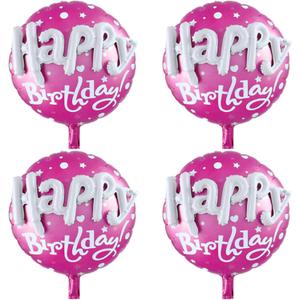 Large Pink Round Happy Birthday Balloons - 31 Inch Mylar Balloons For Princess Girl Birthday Baby Shower