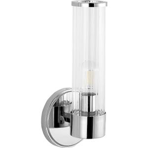JONATHAN Y 6" Chrome 1-Light Modern Mid-Century LED Vanity Light Sconce for Bathroom, Hallway, Bedroom Wall Mounted Fixture with Striped Clear Glass Shade, LED Bulb Included JYL3537A