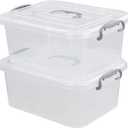 2 Packs Storage Bin with Lid, 8 Liter Plastic Box Set