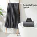 YTYC 29x59 Inch Extra Large Bath Towels Set of 6 Quick Dry Super Soft Microfiber Towels for Bathroom 80% Polyester (Charcoal Grey, 6 Piece)