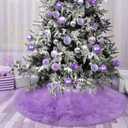 yuboo Purple Christmas Tree Skirt, 48 inches Large Lavender Fluffy Faux Fur Tree Skirt, Furry Purple Halloween Christmas Decorations and Ornaments for Christmas Tree, Xmas Holiday Party Decor
