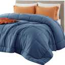 Bedsure Comforter Duvet Insert - Quilted Comforters Queen Size, All Season Duvet, GentleSoft Down Alternative Bedding, with 8 Tabs, Gifts for Women/Men, Dark Slate Blue, Queen 88 x 88 Inches