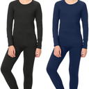 Rolimaka 2 Set Youth Boys' Thermal Underwear Set Fleece Lined Compression Shirt Leggings Pants Kids Base Layer Cold Weather S