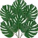 DILATATA 6 Pack Artificial Monstera Leaves with Long Stem for Vase - Fake Tropical Plants Palm Leaves Realistic Philo Turtle Leaves for Home Wedding Party Decor - Medium