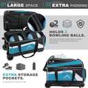 Double Roller Bowling Bag, Shoe Compartment, Upgraded Fabric, One Size