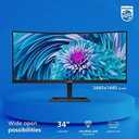Philips 34 Inch Curved Computer Monitor UWQHD 100Hz USB-C PD VA, 346E2CUAE