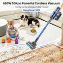 V25 Cordless Vacuum Cleaner, 680W 60Kpa Powerful Stick Vacuum with Dust Sensor, Digital Display, 4000mAh Rechargeable Battery up to 60Mins, Versatile for Pet Hair, Floor, Carpet (Navy)
