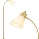 Coucrek Floor Lamp for Living Room, Adjustable Standing Room Lamp with White Plastic Shade, Gold Reading Floor Lamps for Dorm, Bulb not Included