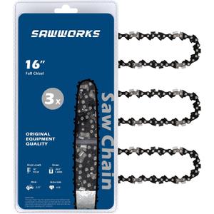 SawWorks 3-Pack Stihl Chainsaw Chain 16 Inch .325" Pitch .063" Gauge 62 Drive Links Fits 26RM3-62 Stihl 025, MS250, MS251, 3689 005 0062, 3639 005 0062, Oregon L62 and More