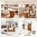 Cinnvoice 5 Pcs Boho Bathroom Accessories Set, Wicker Rattan Bathroom Decoration Includes Tissue Box Cover Toothbrush Holder Vanity Tray and Trash Can for Farmhouse Bedroom Toilet Countertop