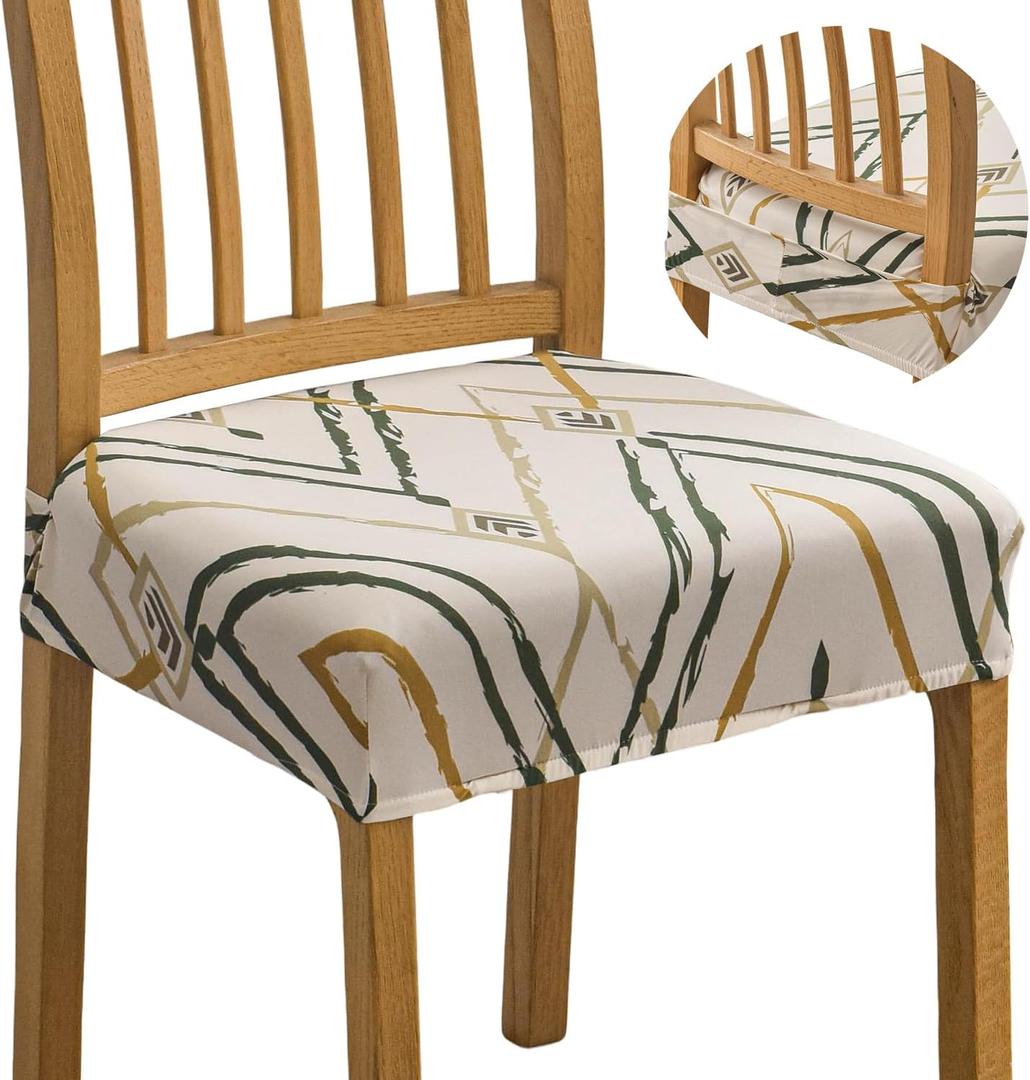 FUANGUI Dining Chair Covers Set of 4, Stretch Jacquard Removable and Washable Chair Seat Covers, Protector Chair Cushion Kitchen Dining Home Slipcovers(4 Pack)