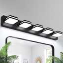 360 Rotate LED Bathroom Vanity Light Fixtures, 2100LM Acrylic Matte Black Vanity Lights for Bathroom, Modern Wall Lighting Fixtures Over Mirror Kitchen Living Room Hallway (Natural White Light 5000K), 5-Light, 34-Inch, 5000K